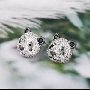 Sparkly Jeweled Panda bear stud earrings Rhinestones 🐼 cute